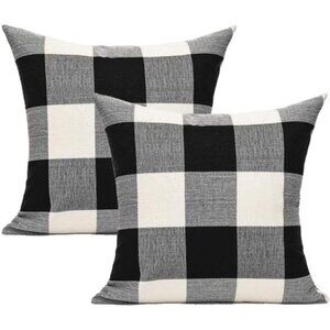 Outdoor Farmhouse Buffalo Plaids Throw Pillow Covers 18x18 Set of 2